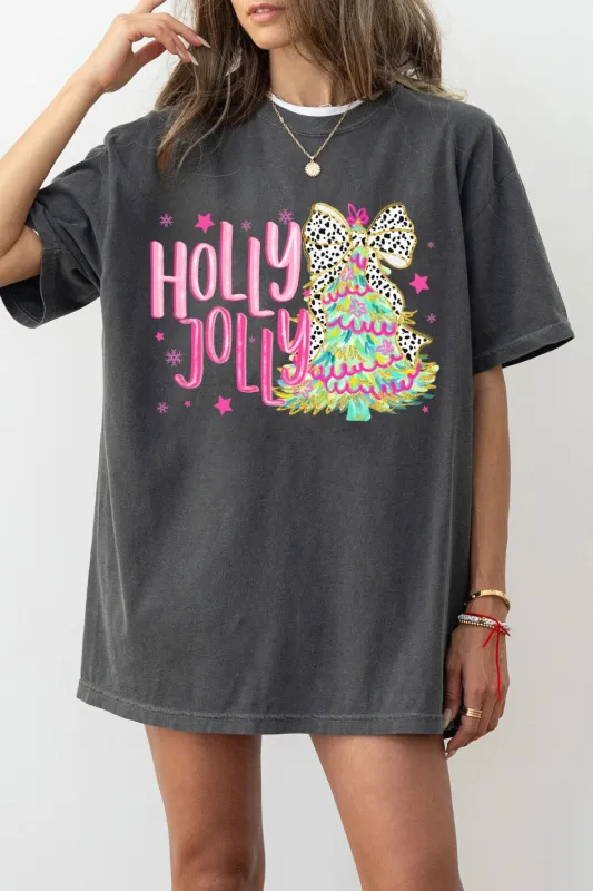 Colorful Glitter Holly Jolly Tee For Women sold by Fancy Tees