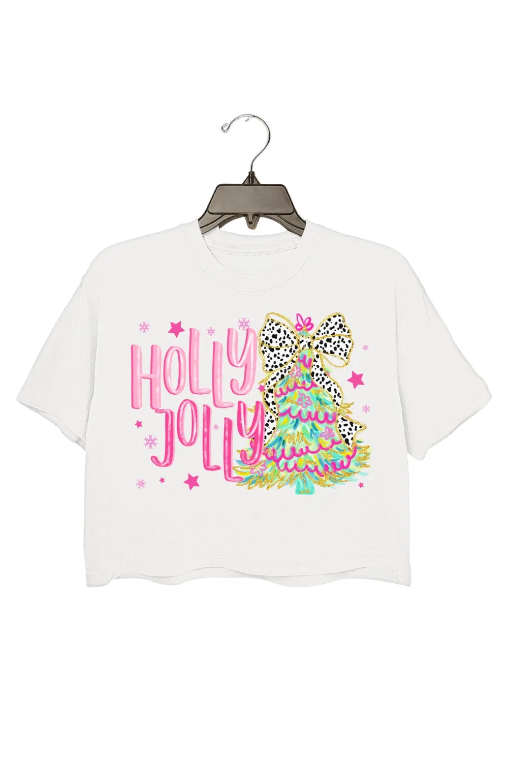 Colorful Glitter Holly Jolly Crop Top For Women sold by Fancy Tees product image thumbnail 2