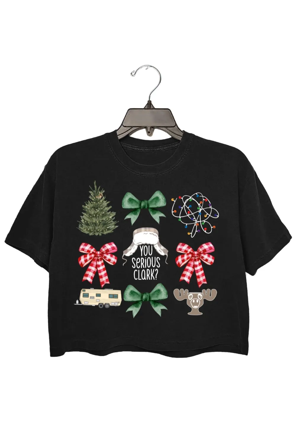 You Serious Clark Christmas Crop Top For Women sold by Fancy Tees product image thumbnail 3