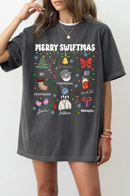 Merry Swiftmas Taylor Album Christmas Tee For Women sold by Fancy Tees