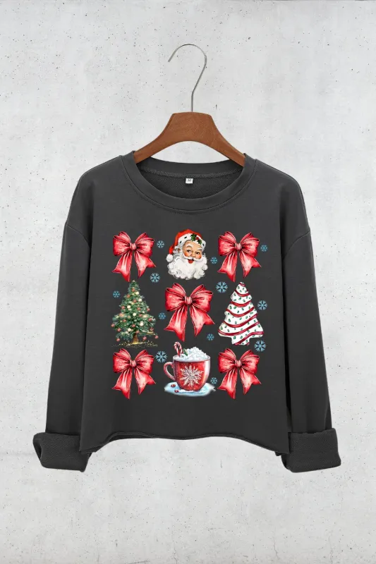 Christmas Santa Hot Cocoa Crop Sweatshirt For Women sold by Fancy Tees