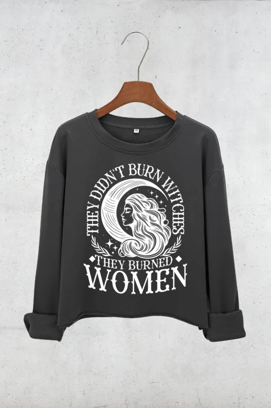 They Didn't Burn Witches Moon Crop Sweatshirt For Women sold by Fancy Tees