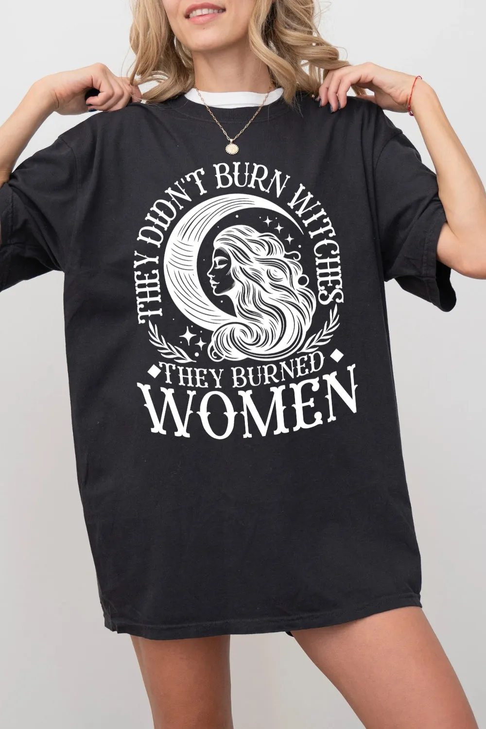 They Didn't Burn Witches Moon Tee For Women sold by Fancy Tees product image thumbnail 3