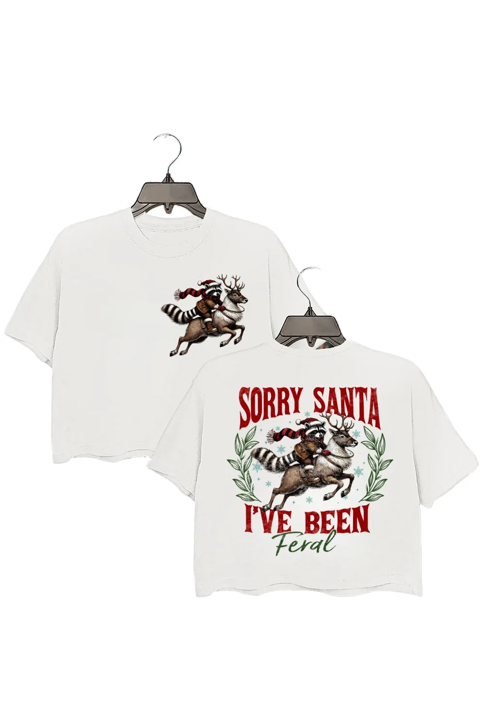 Sorry Santa I’ve Been Feral Crop Top For Women sold by Fancy Tees product image thumbnail 2