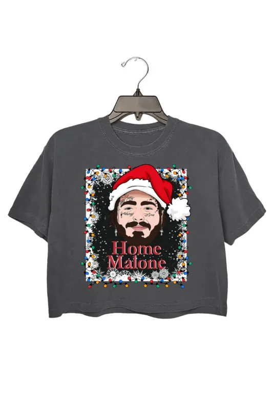 Home Malone Christmas Crop Tee For Women made by Fancy Tees
