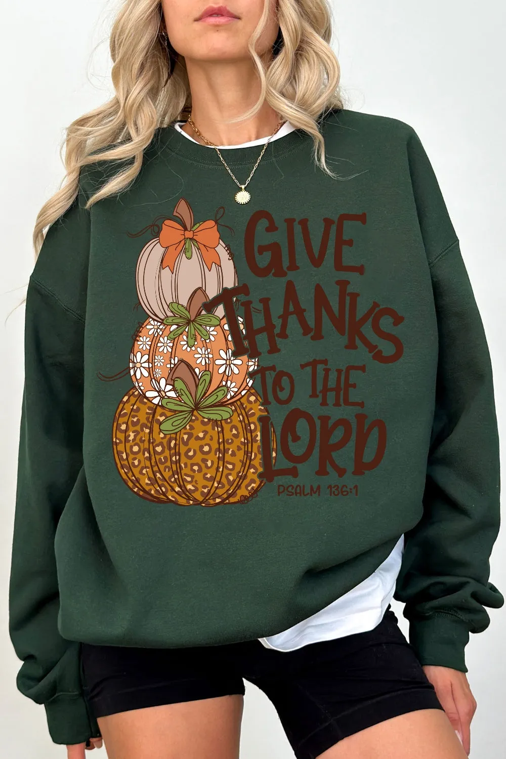 Give Thanks To The Lord Pumpkin Sweatshirt For Women sold by Fancy Tees product image thumbnail 2