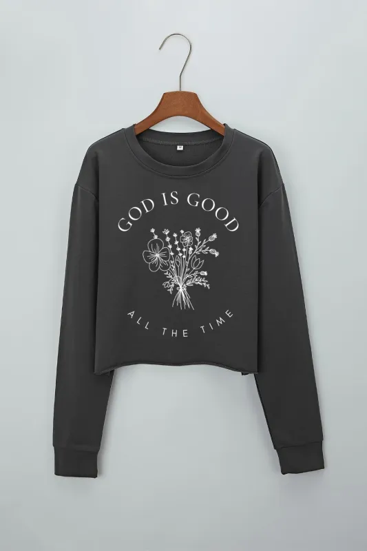 God Is Good All The Time Wildflower Crop Sweatshirt For Women sold by Fancy Tees