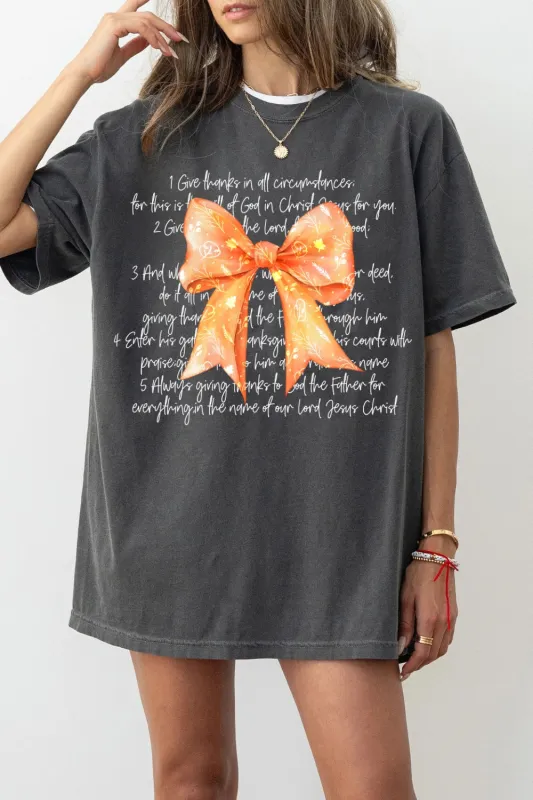 Thanksgiving Bible Verses Bow Tee For Women sold by Fancy Tees