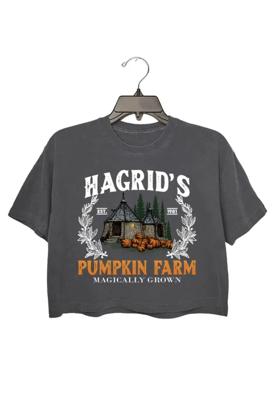 Hagrid's Pumpkin Farm Fall Vibes Crop Tee For Women sold by Fancy Tees