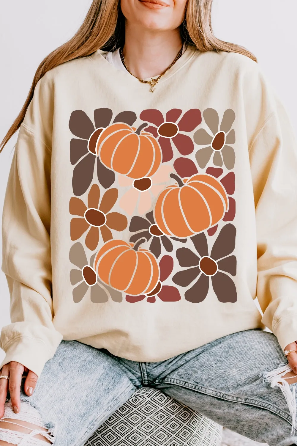 Boho Floral Fall Sweatshirt For Women sold by Fancy Tees