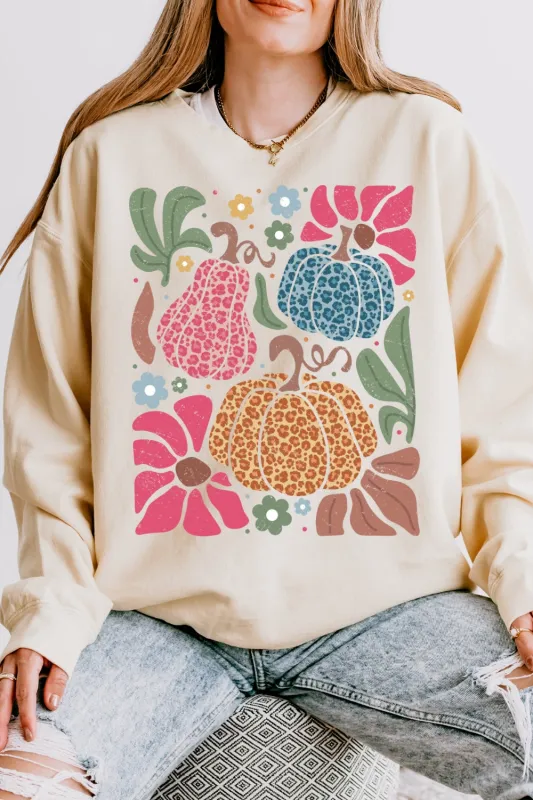 Leopard Pink Pumpkin with Flowers Sweatshirt For Women sold by Fancy Tees