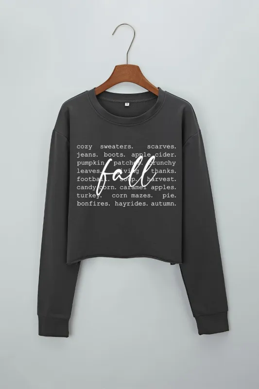 Fall Words Thanksgiving Crop Sweatshirt For Women sold by Fancy Tees