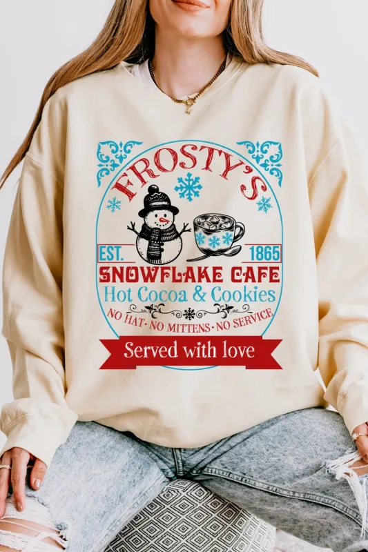 Christmas Frosty's Snowflake Cafe Sweatshirt For Women sold by Fancy Tees