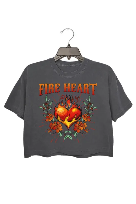Fire-heart To Whatever End Crop Tee For Women sold by Fancy Tees