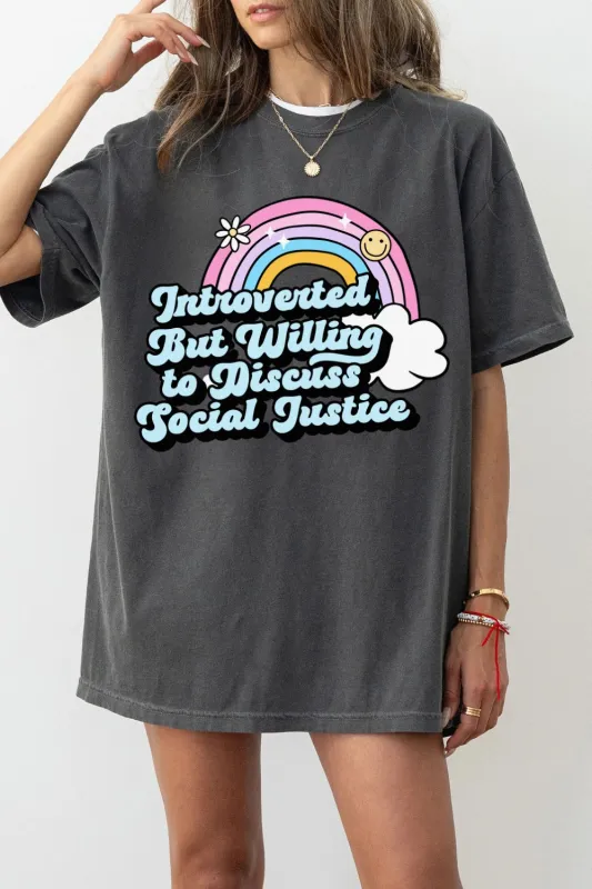 Introverted But Willing to Discuss Social Justice Tee For Women sold by Fancy Tees