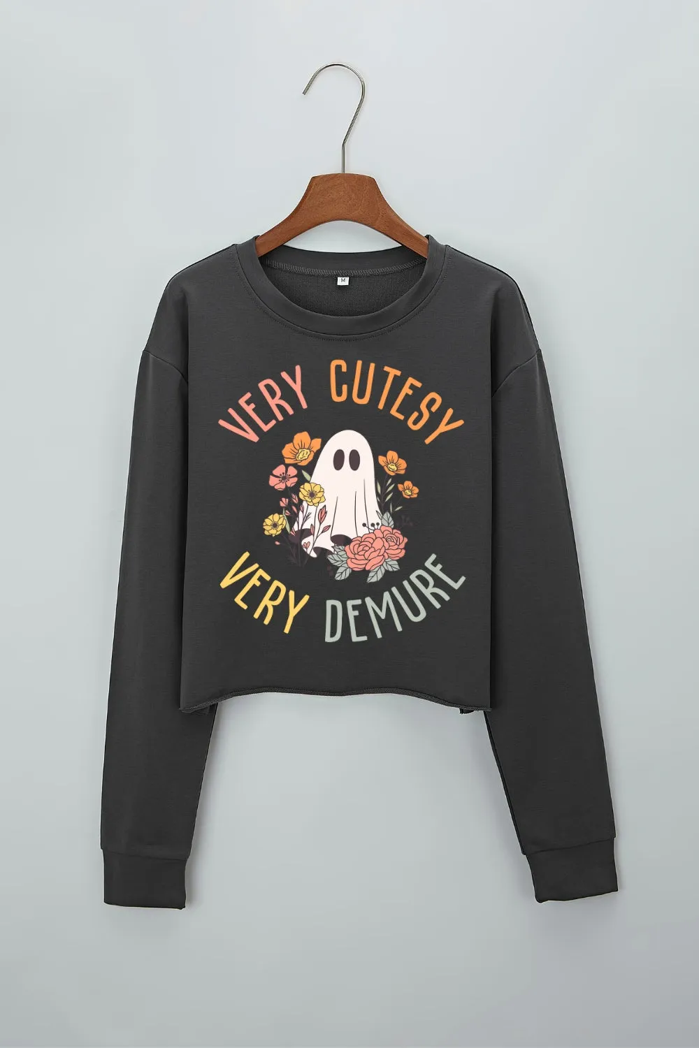 Very Cutesy Very Demure Halloween Crop Sweatshirt For Women sold by Fancy Tees product image thumbnail 3