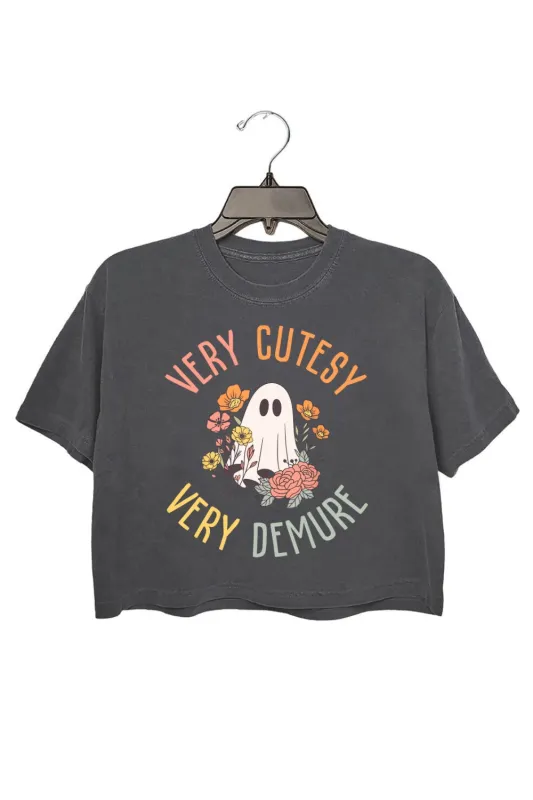 Very Cutesy Very Demure Halloween Crop Top For Women made by Fancy Tees