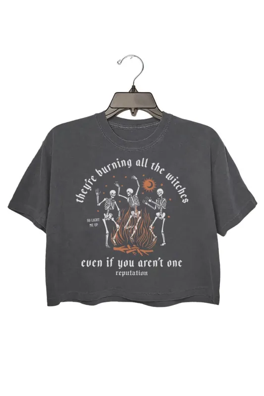 They're Burning All The Witches TS Crop Top For Women sold by Fancy Tees