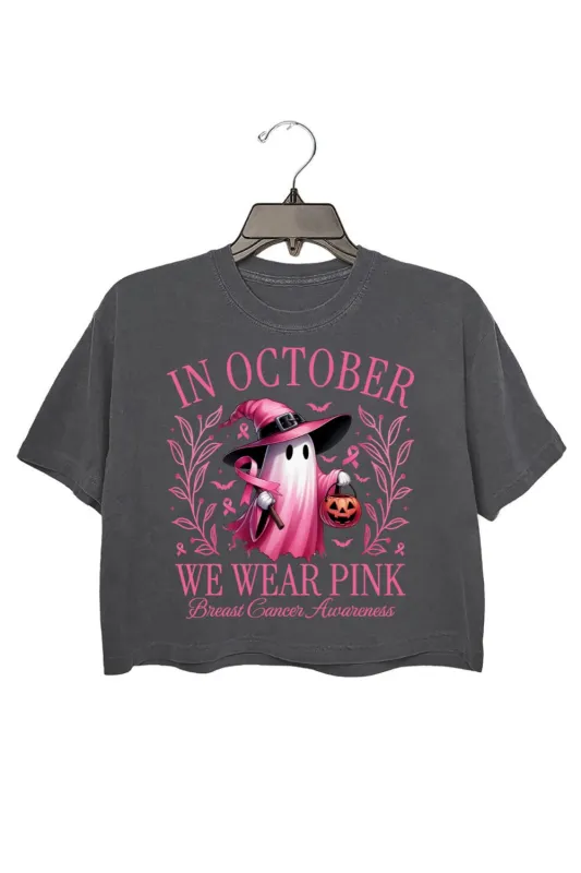 In October We Wear Pink Crop Top For Women sold by Fancy Tees
