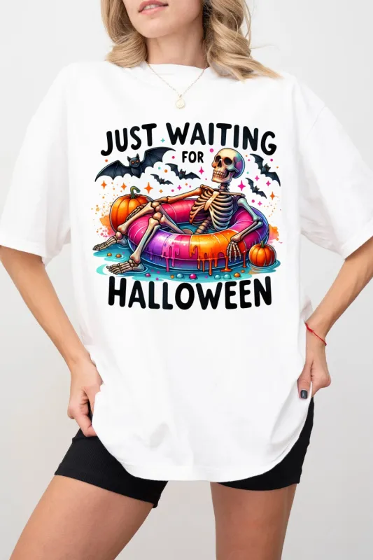 Just Waiting for Halloween Swimming Pool Tee For Women sold by Fancy Tees