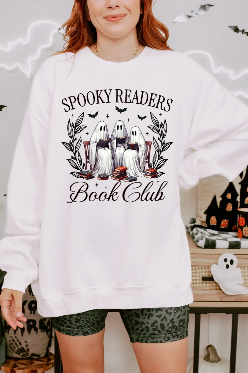 Spooky Readers Book Club Sweatshirt For Women sold by Fancy Tees product image thumbnail 2