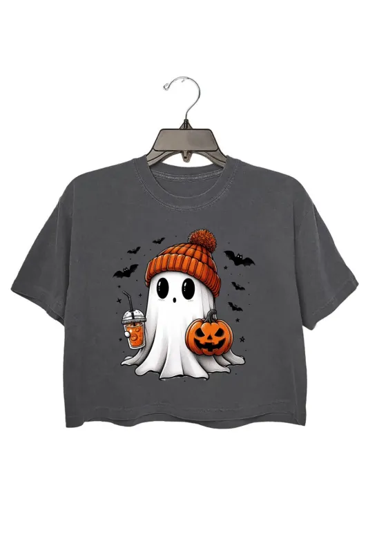 Cute Coffee Bougie Ghost Crop Top For Women made by Fancy Tees