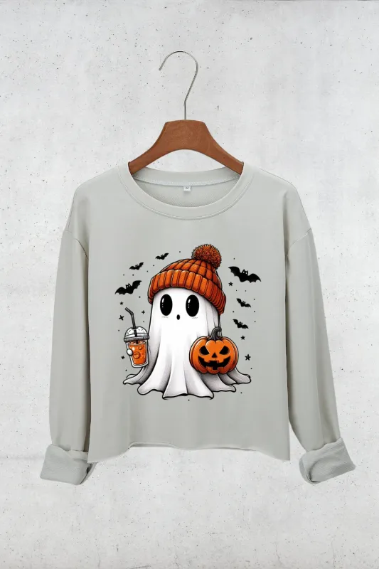Cute Coffee Bougie Ghost Crop Sweatshirt For Women sold by Fancy Tees