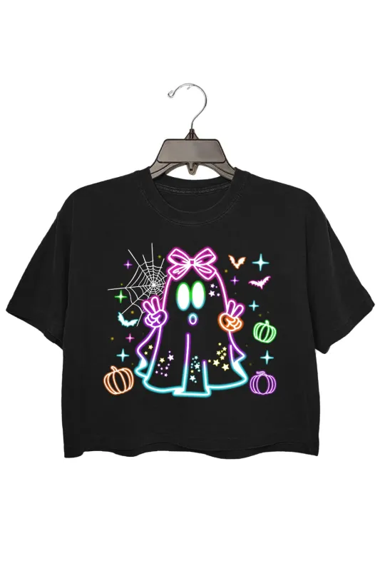 Cute Colorful Ghost Neon Crop Top For Women sold by Fancy Tees
