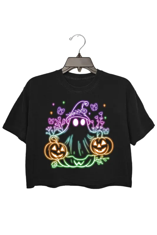 Witchy Ghost Flowers Crop Top For Women sold by Fancy Tees