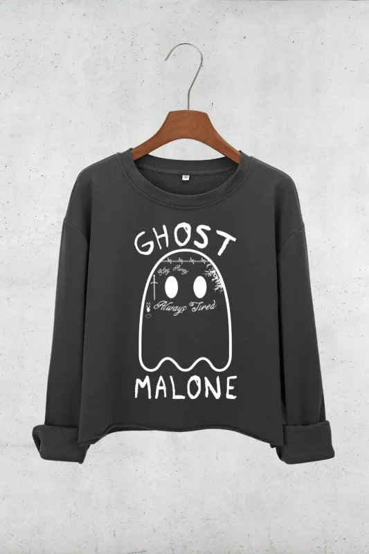 Ghost Malone Halloween Crop Sweatshirt For Women sold by Fancy Tees