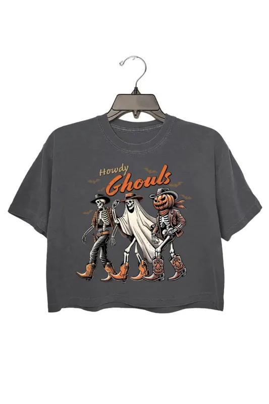 Howdy Ghouls Halloween Crop Top For Women sold by Fancy Tees