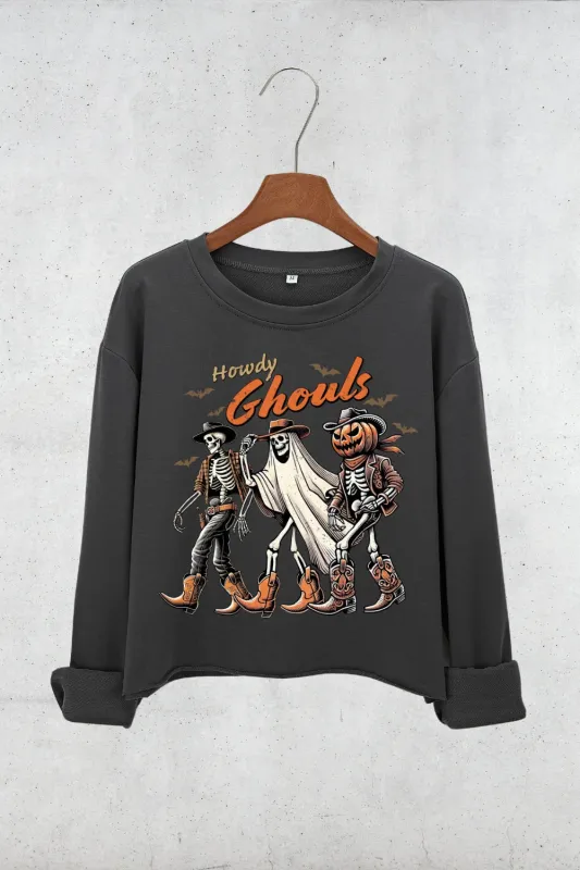Howdy Ghouls Halloween Crop Sweatshirt For Women sold by Fancy Tees