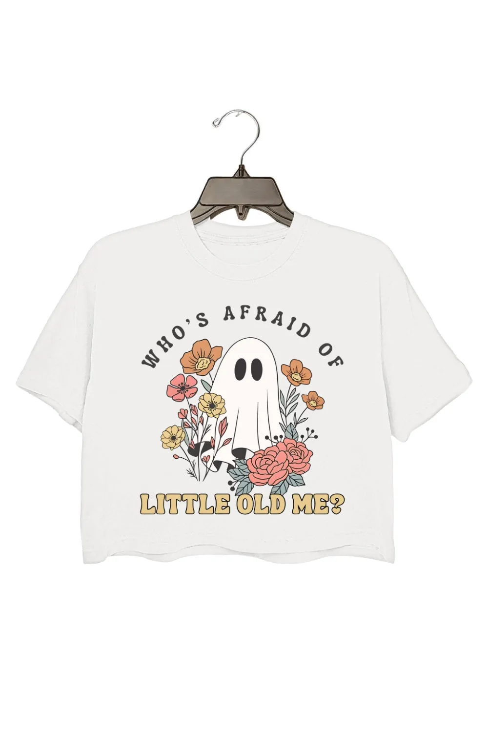 Who's Afraid Of Little Old Me Ghost Crop Tee For Women sold by Fancy Tees product image thumbnail 2