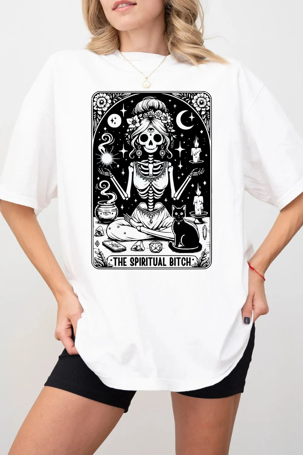 The Spiritual Bitch Skeleton Tee For Women sold by Fancy Tees product image thumbnail 3