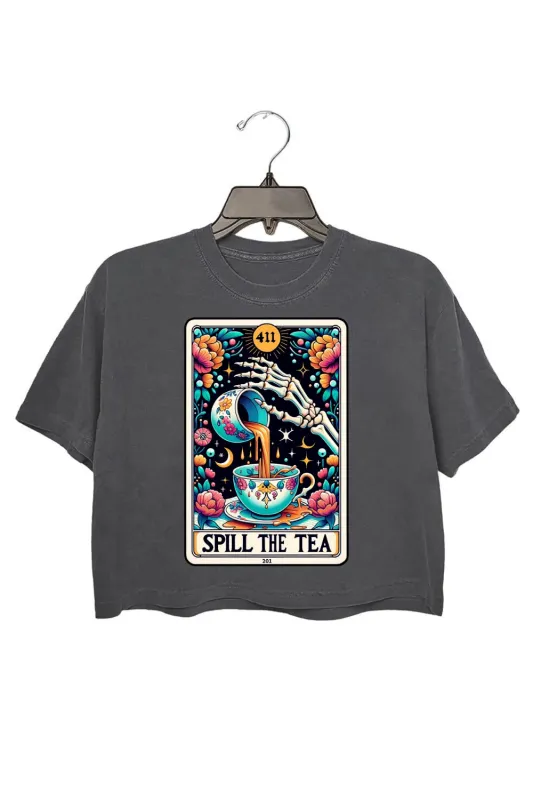 Spill The Tea Tarot Card Crop Top For Women sold by Fancy Tees