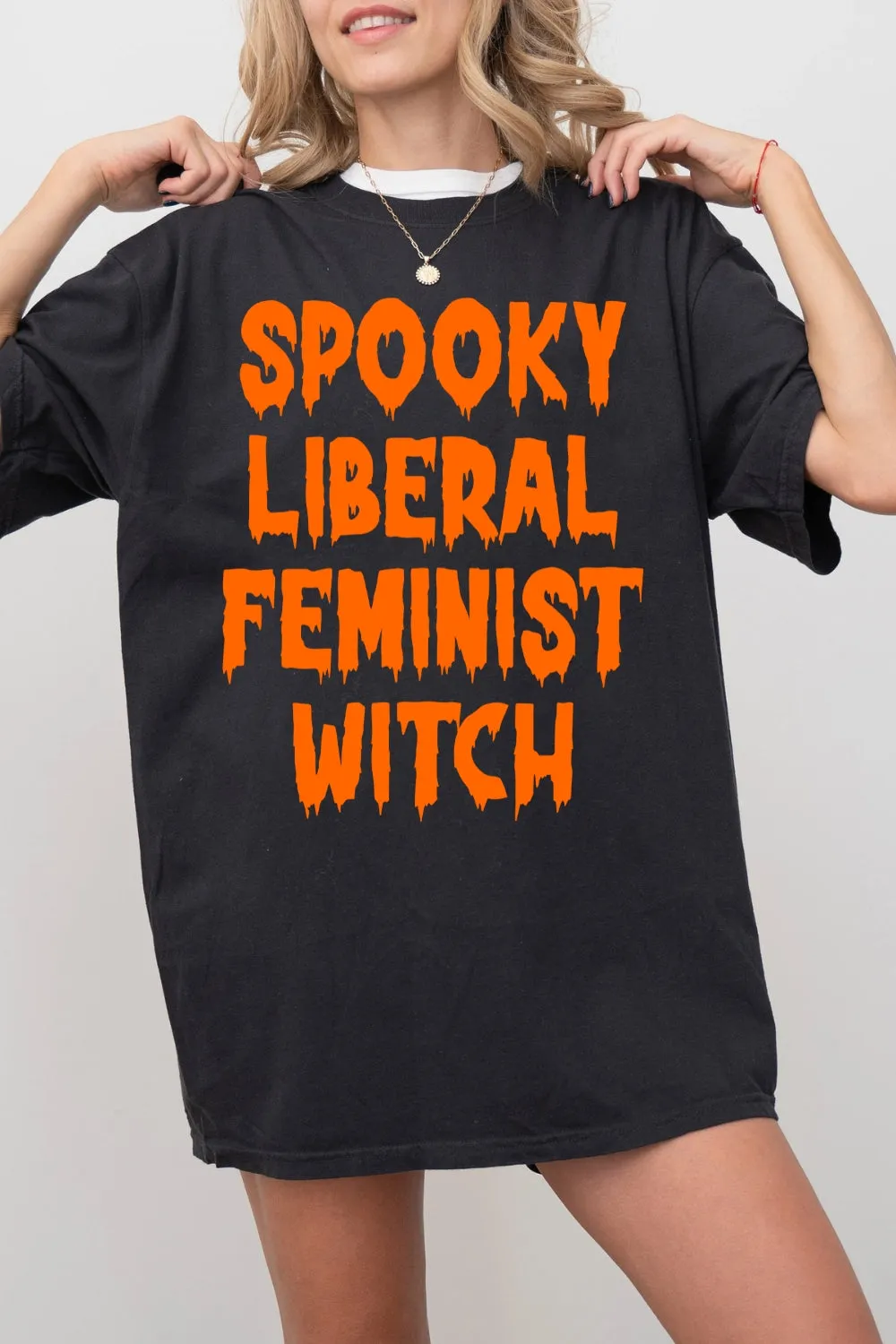 Spooky Liberal Feminist Witch Tee For Women sold by Fancy Tees product image thumbnail 3
