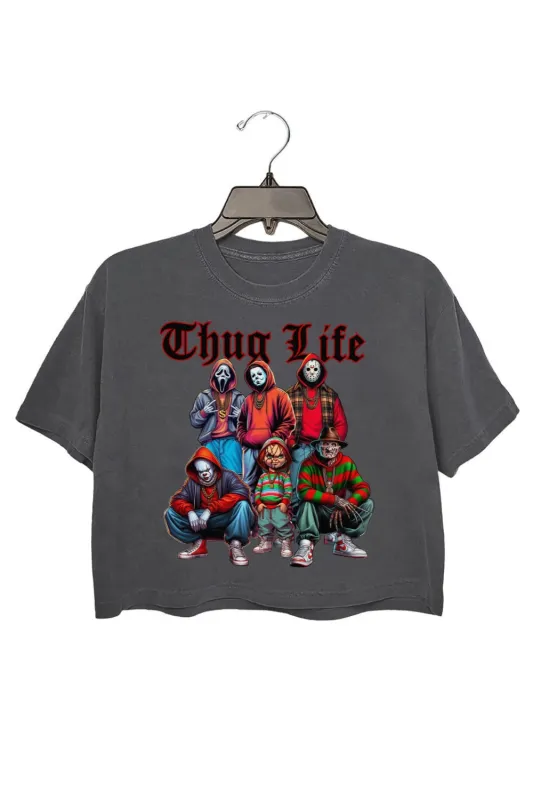 Thug Life Horror Ver 3 Halloween Crop Top For Women sold by Fancy Tees