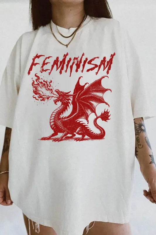 Vintage Feminism Red Dragon Tee For Women sold by Fancy Tees