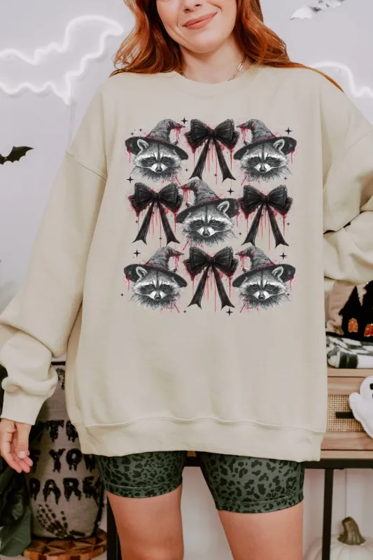Coquette Halloween Feral Raccoon Sweatshirt For Women sold by Fancy Tees