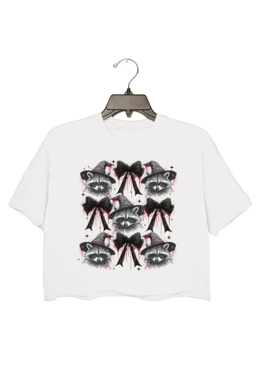 Coquette Halloween Feral Raccoon Crop Top For Women sold by Fancy Tees