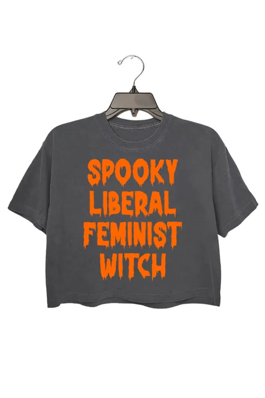 Spooky Liberal Feminist Witch Crop Top For Women sold by Fancy Tees