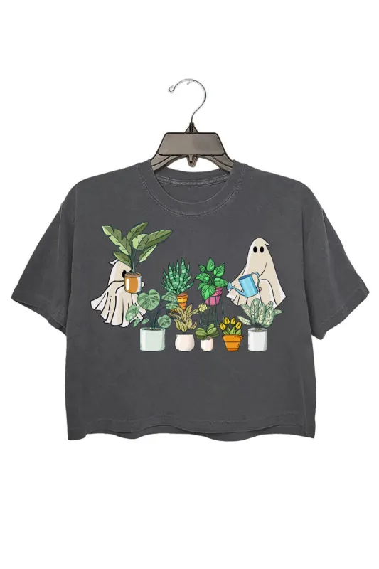 Halloween Ghost Plants Crop Top For Women sold by Fancy Tees