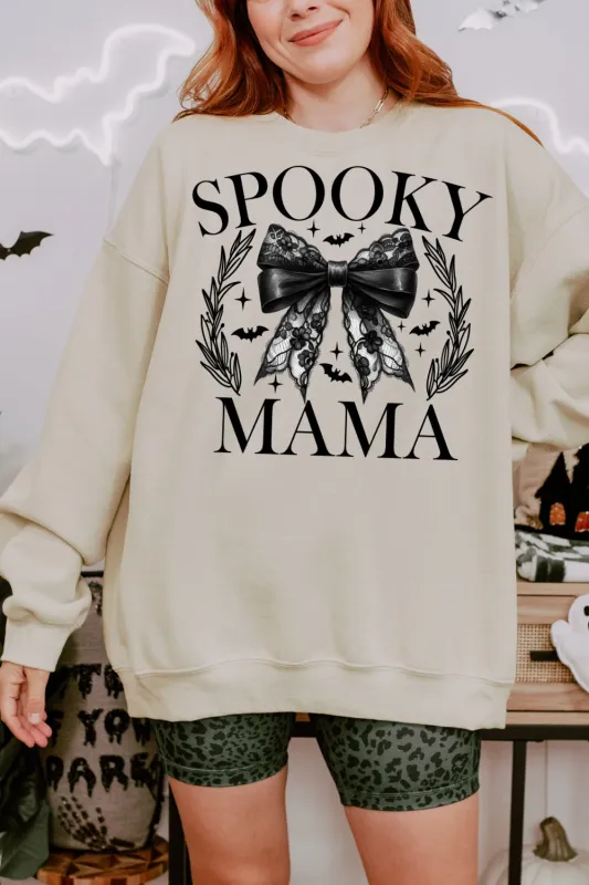 Spooky Mama Coquette Halloween Sweatshirt For Women sold by Fancy Tees