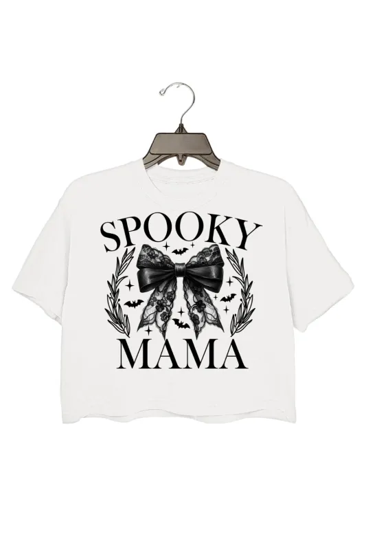 Spooky Mama Coquette Halloween Crop Top For Women sold by Fancy Tees