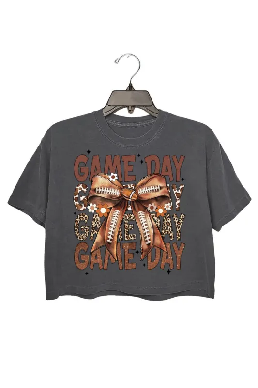 Game Day Football Bow Crop Top For Women sold by Fancy Tees