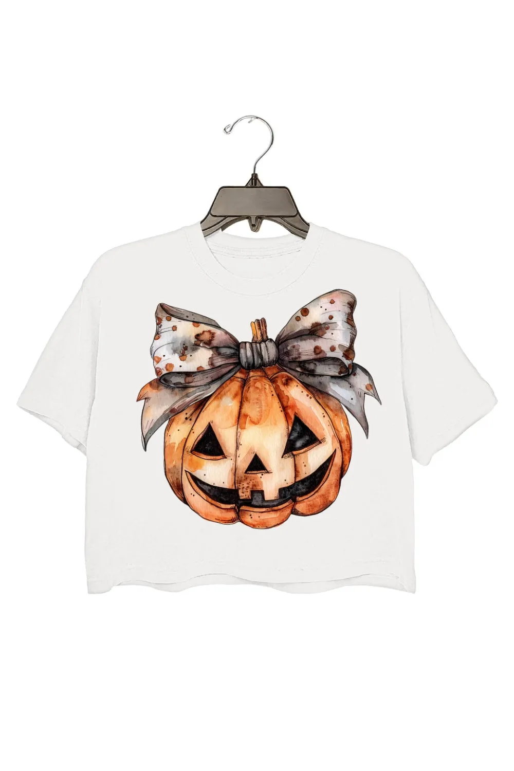 Retro Halloween Coquette Pumpkin Crop Top For Women sold by Fancy Tees product image thumbnail 2