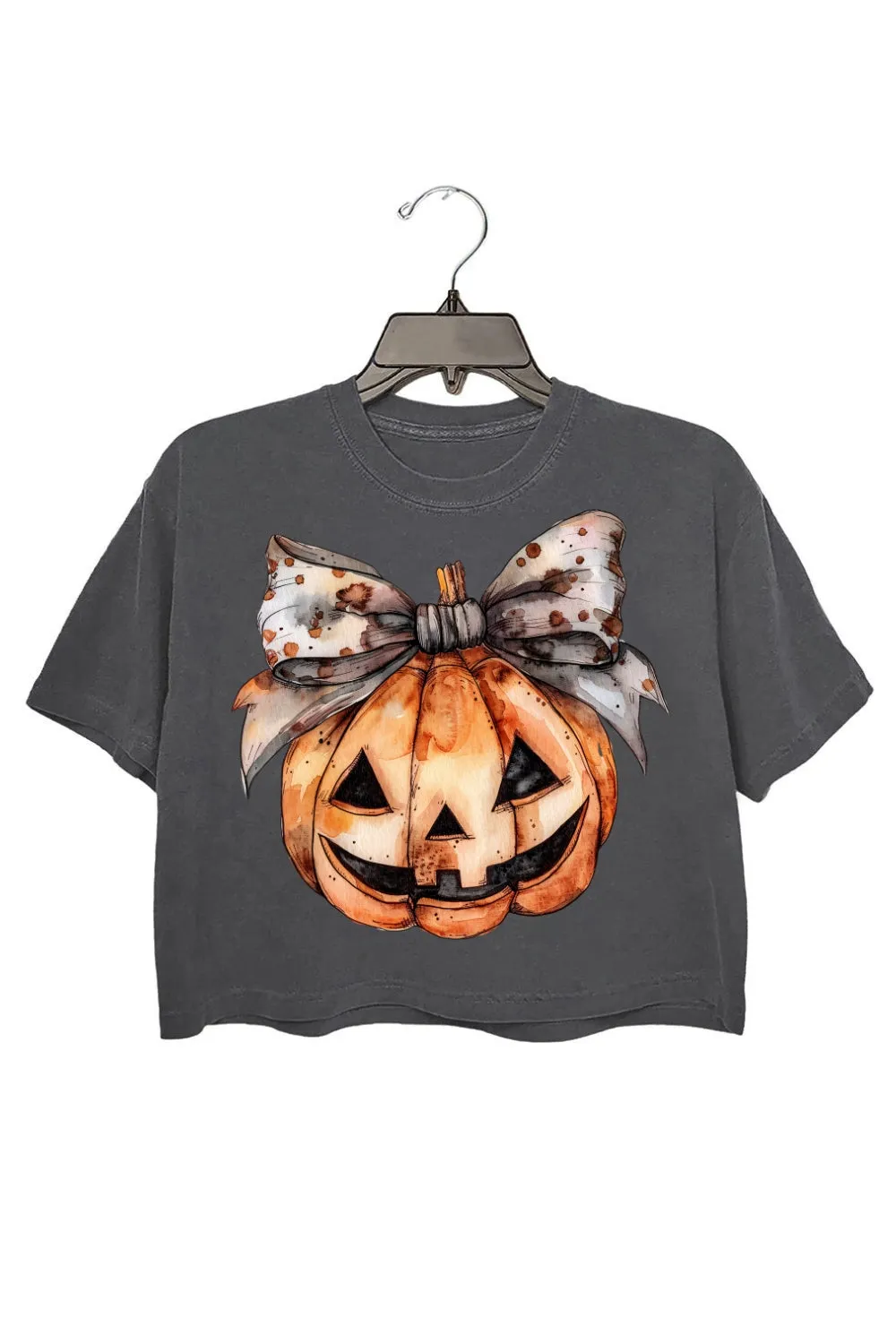 Retro Halloween Coquette Pumpkin Crop Top For Women sold by Fancy Tees