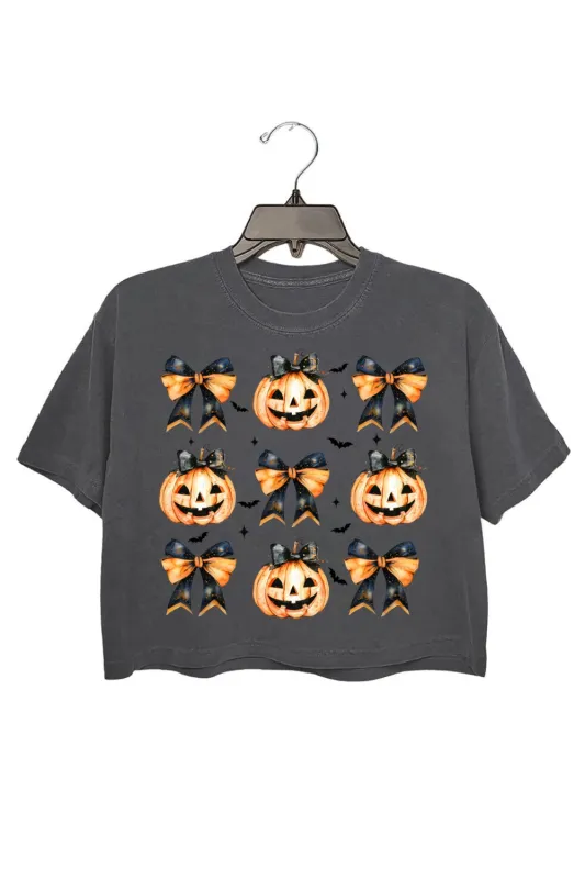 Halloween Pumpkin Coquette Bows Crop Top For Women sold by Fancy Tees