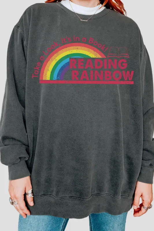 Reading Rainbow Retro Librarian Sweatshirt For Women sold by Fancy Tees