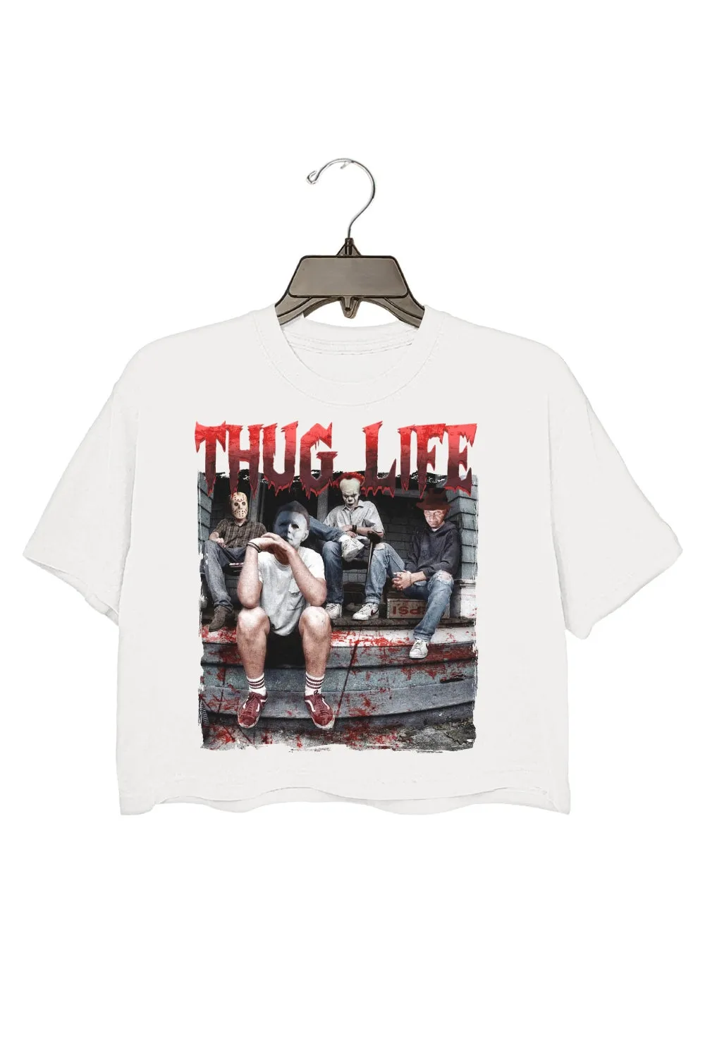 Thug Life Horror Movie Halloween Crop Tee For Women sold by Fancy Tees product image thumbnail 2